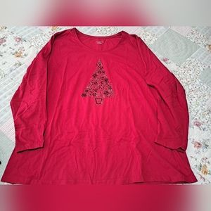 Catherine's size 2X 22/24 red long sleeve t-shirt,  Christmas themed